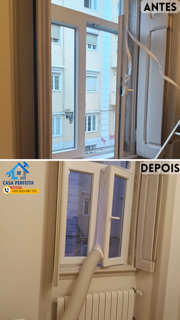 Instalação e configuração de unidade de ar condicionado portátil